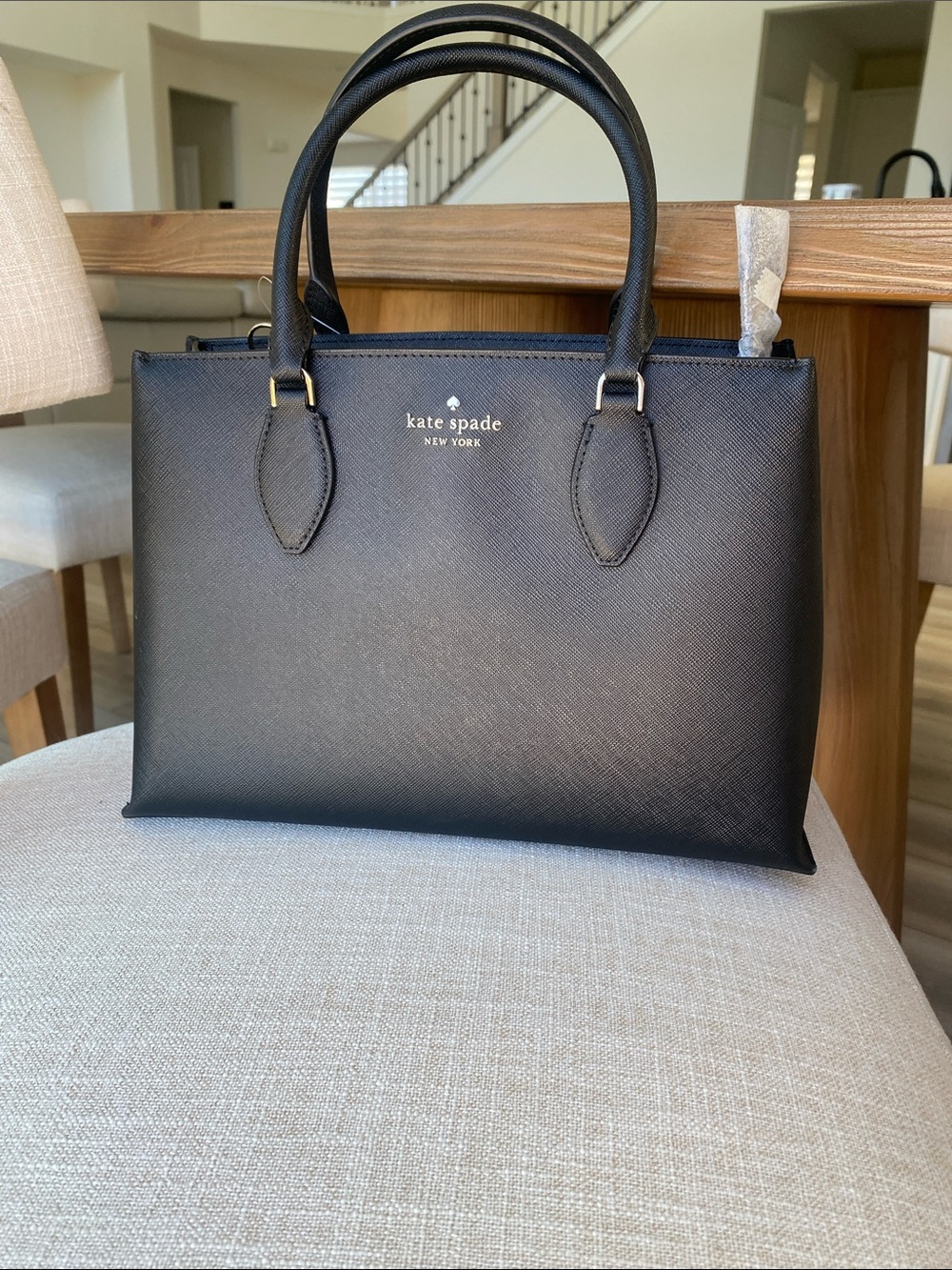 kate spade Black Saffiano Satchel with Gold Hardware